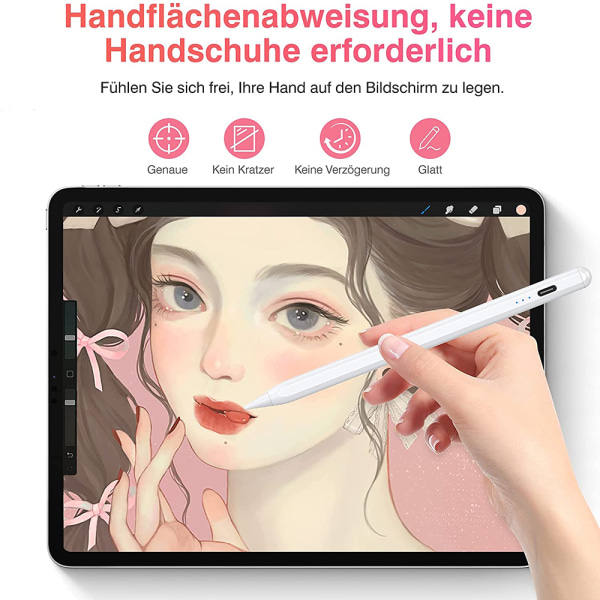 KINGONE Stylus Pen för iPad, Magnetisk Hållare iPad Pen Tilt Funktion Handflatan Rejection iPad Pen Kompatibel med iPad Pro 11/12.9, iPad 9/8/7/6, iPad Air