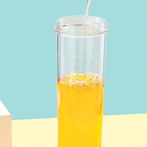 700 ml halmkopp transparent plastvattenflaska med halm bärbar juicekopp dricksflaska rosa