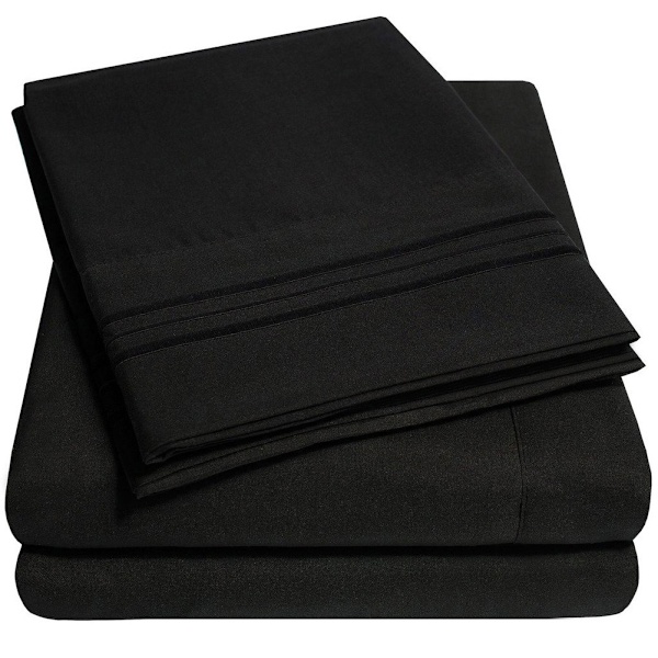 Mjukt sänglakan set sängöverkast djup ficka hög kvalitet sängkläder set svart Twin size 3 st