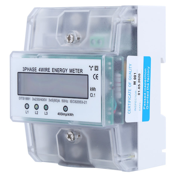 3-fas 4-ledare DIN-skena mätare DTS1891 Hög precision 4P Vit skal Energimätare 50Hz