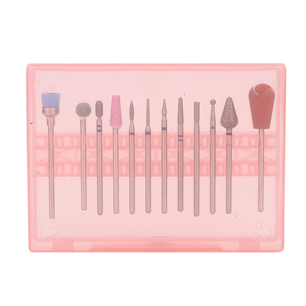 12-pack nagelkonst keramik slipning manikyr borrhuvud poleringsverktyg set (04)