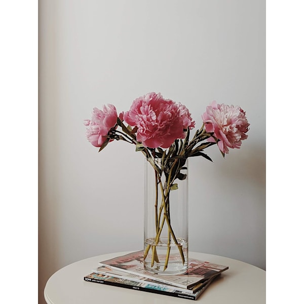 Cylinderformad glasvas, diameter 5\", höjd 12\", genomskinlig blomsterbehållare, högt mittpunktarrangemang för bröllopsfest, heminredning, 1 styck