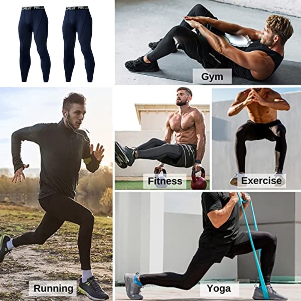 Kompressionsbyxor för män Athletic Leggings med Colorful black-XL
