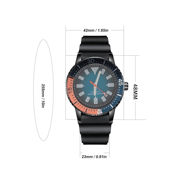 Herr Kronografklocka Roterbar Bezel Självuppdragande Automatisk Urverk Vattentät Lyxig Stor Urtavla Legering Luminous Analog Klocka Svart Orange