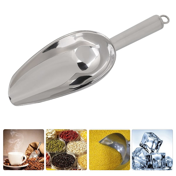 Multifunktionell Skopa, Ergonomiskt Fingergrepp Rostfritt Stål Universal Skopa för Is, Godis, Djurfoder, Kaffebönor, Torkad Frukt, Mångsidig