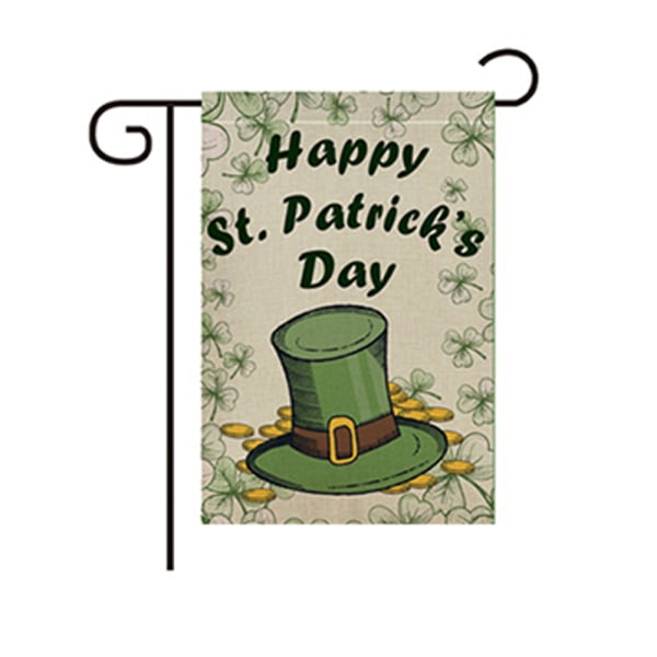 Säckväv Glad St Patrick's Day trädgårdsflagga, Shamrock Outdoor