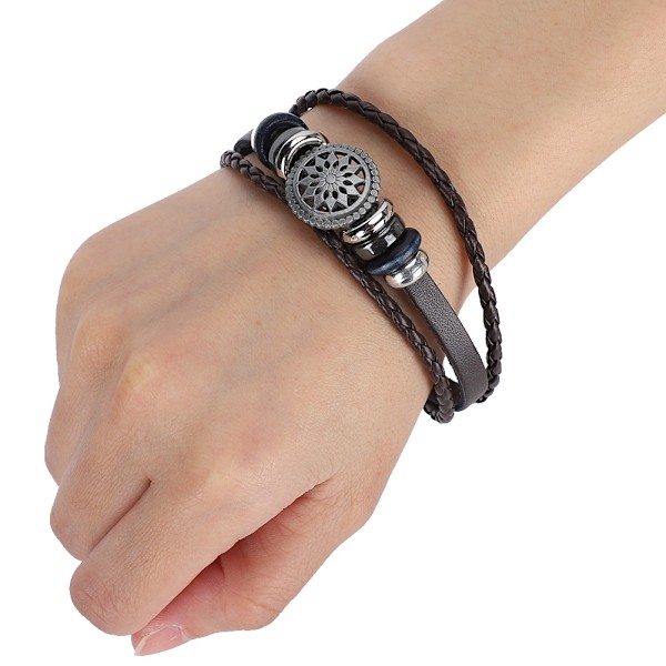 6 st armband handvävd split läder flätad PU herr dam retro armband 23 cm