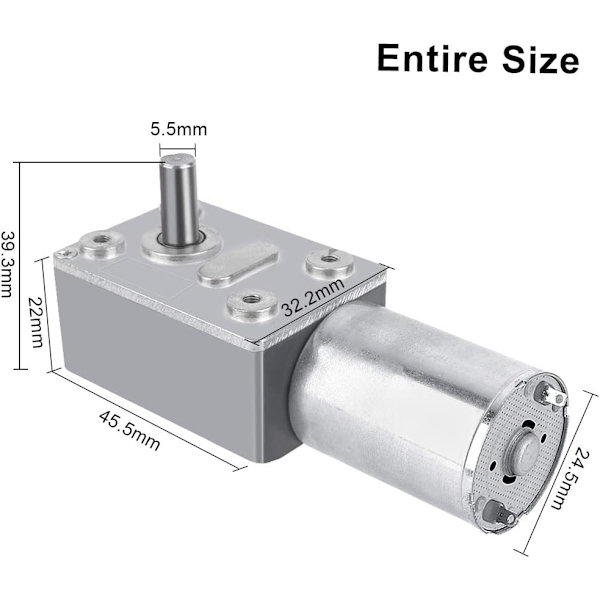 12V Reversibel Reducerbar Elektrisk Motor Hög Vridmoment Turbin Snäckväxel (5RPM)