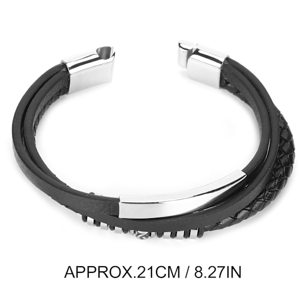 Herr PU Läder Svart Rostfritt Stål Armband Manschett Armband Magnetlås