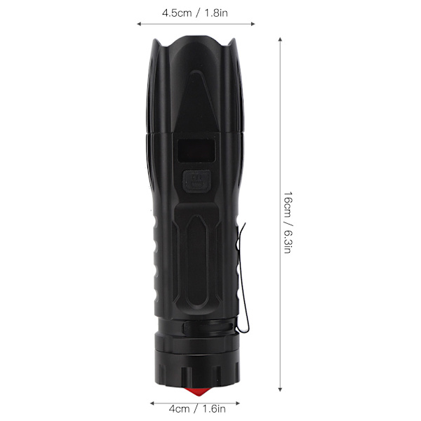 USB-laddningsbar ficklampa Bärbara lampor Utomhusficklampa med LED-skärm XHP90