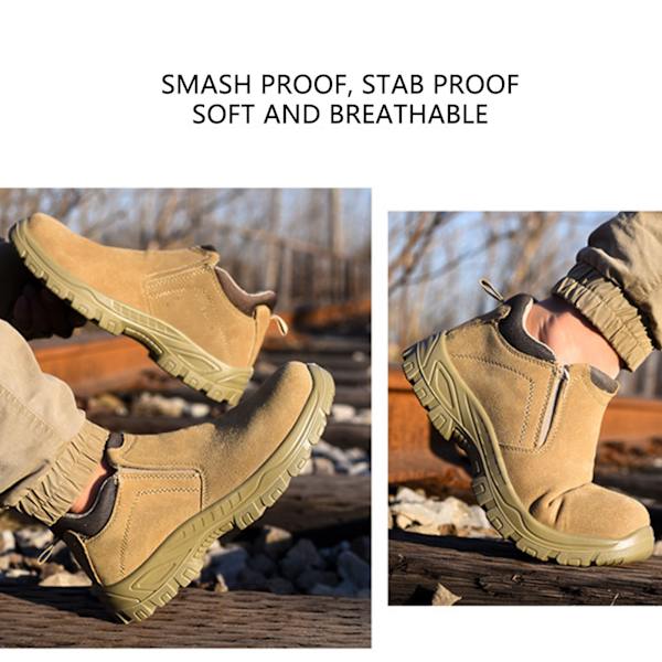 1 par stålhätta slip-on skor med solid sula mocka halkfri punkteringssäker andningsbar stålhätta arbetssko för män arbetare 43
