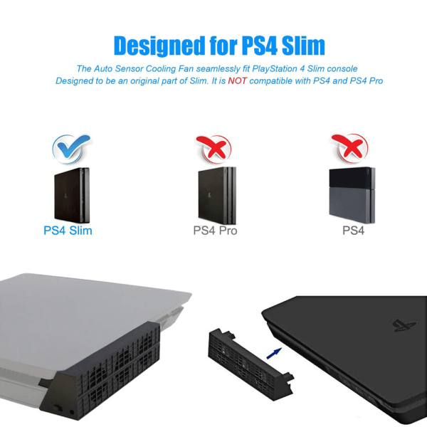 PS4 Slim Kylfläkt Extern USB Kylare Automatisk temperatur