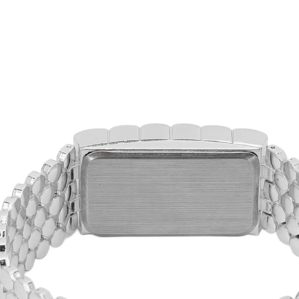 LED-klocka med dubbla öppningar i rostfritt stål, spänne i metall, rektangulär urtavla, digital armbandsur för utomhusaktiviteter, silver