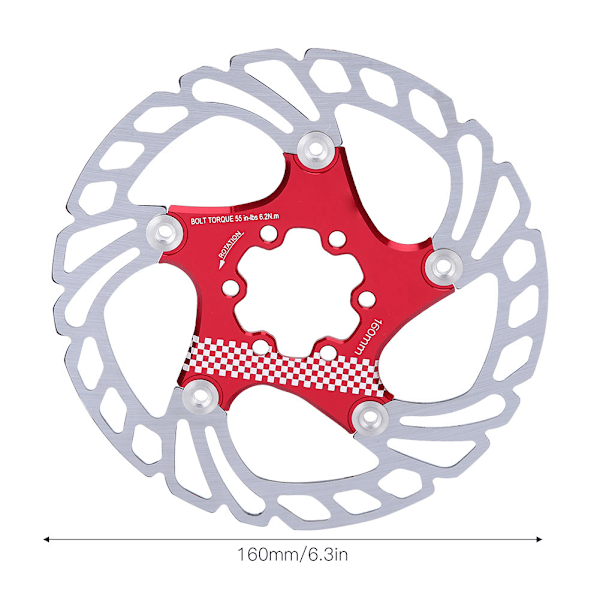 180mm Flytande Skiva Sex Bultar Cykel Mountainbike Bromsskiva Cykling Tillbehör Röd+Silver