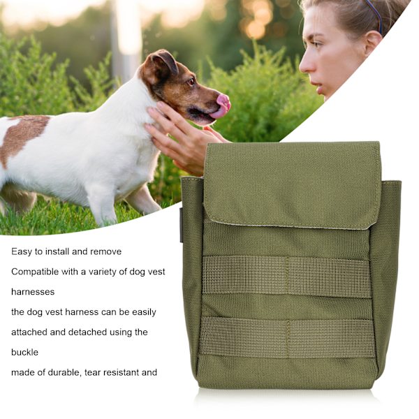 Hundväst Väska Vattentät Hand Free Hund Sadel Väska Ryggsäck för Träning Vandring Camping Långa Promenader ArmyGreenFlap Väska