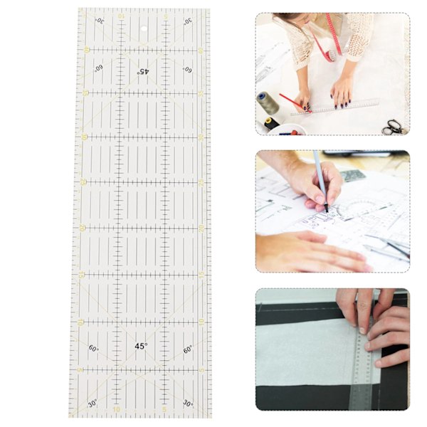 Sylinjal 17,7x5,9 tum Tjock Hållbar Tjock Akryl Tidsbesparande Quiltlinjal för Mätning Ritning Hantverk