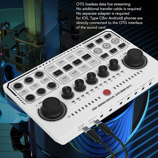 Live Sound Card Intelligent Noise Reduction USB Mini Sound Mixer Board för Musik Inspelning Karaoke Sång