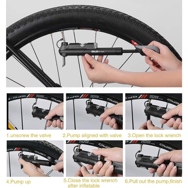 Minicykelpump, cykelluftpump, bärbar cykelhand