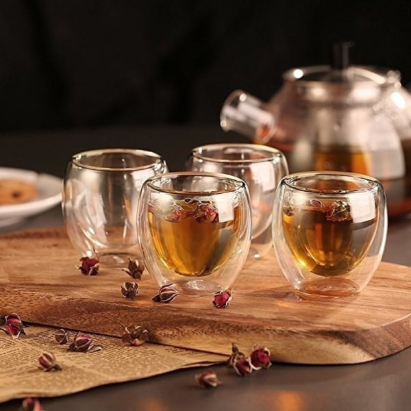 Kaffeglas med dubbla väggar, värmebeständiga kaffekoppar för te