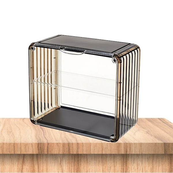 Figur Display Box Akryl Blind Box Display Case Montera Samlarobjekt Box Dammskydd Skydd Vitrin för Actionfigur Liten Storlek Te Brun