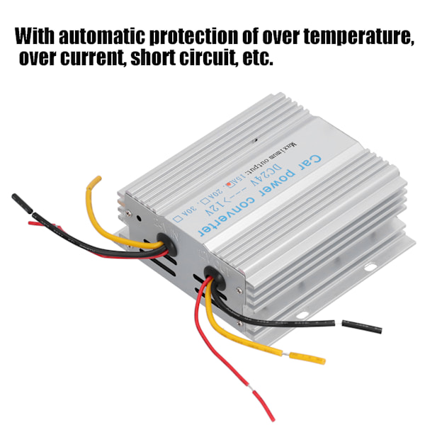 24V till 12V DC Strömkonverterare Professionell Spänningsreducerande Transformator för Bil Buss Lastbilar 15A