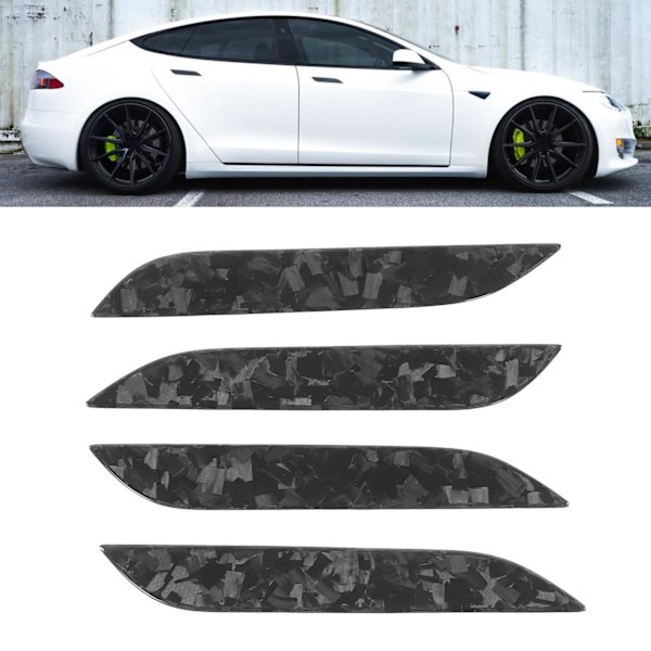 4 st Dörrhandtagsöverdrag i Kolfiber Dekoration Passar Tesla Model S 2014-2021 Blank Kolfiber