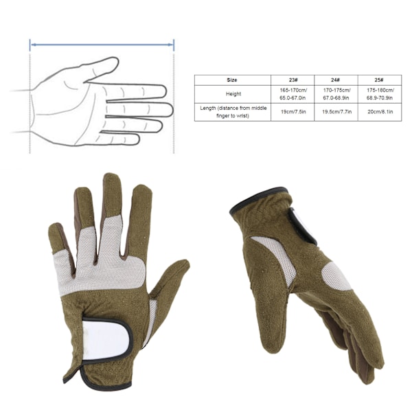 Män Golfhandskar Vänster Hand Mikrofiber Svett Absorberande Mjuk Andas Golfhandskar Armégrön 25#