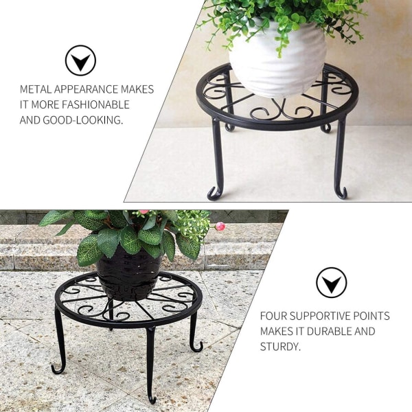 Blompall Växtställ, Retro Design Metall Rund Smidesjärn Blomkrukhållare Metall Blomkrukställ Blomkrukbas för inomhusbalkong Utomhusträdgård