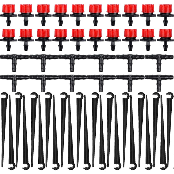 Kalolary 150PCS Trädgård Bevattningssystem Kit, Justerbar Mikro Bevattning Dropp Tee Leder Rör Stöd Stake Automatisk Bevattning Kit för Vattning