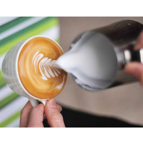 Mjölkskummare Silver Frother Kaffe Latte Behållare Rostfritt Stål Mjölkkanna Barista Kopp för att göra Kaffe Cappuccino