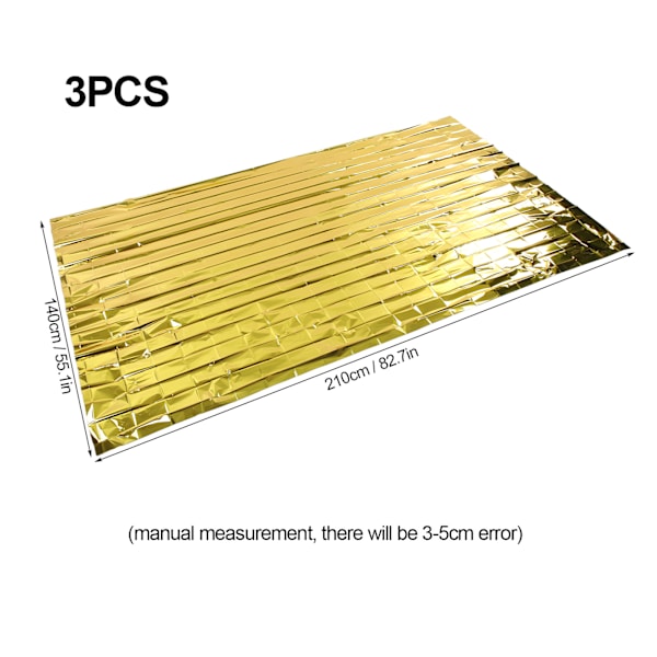 3PCS Nödfiltar Nödfiltar Guld Silver 2 Färg Reflekterande Termisk Filt Vattentät Nödsovsäckar 140x210cm