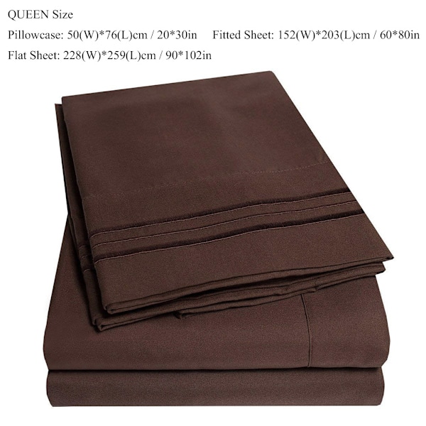 Mjukt sänglakan set sängöverkast djup ficka hög kvalitet sängkläder set kaffe Queen size 4 st