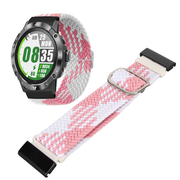Nylon klockarmband ersättning elastisk andningsbar väv justerbar 26mm spänne klockarmband för Vertix 2 rosa vit