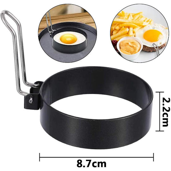 4 st Non-Stick Äggringar, Runda Äggformar i Rostfritt Stål för Stekta och Pocherade Ägg Crumpets på Kokkärl och Ångkokare