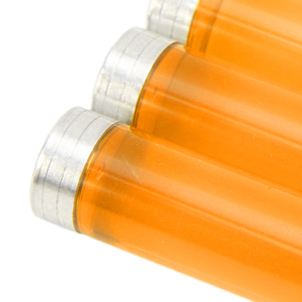 Nyhet Snurrande Penna 3 Sektioner Akryl Magnet Fidget Rullande Finger Roterande Penna med Läderfodral Orange