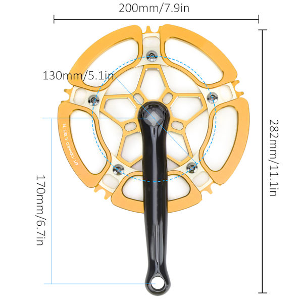 BCD130mm cykelvevarm i aluminiumlegering 47T enkelhastighetskedjehjul tillbehör guld