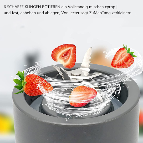 Personlig Blender för Smoothies, med Uppgraderade Rostfria Stålknivar och USB-Uppladdningsbart Batteri, Designad för Säker och Bekväm Mixning,