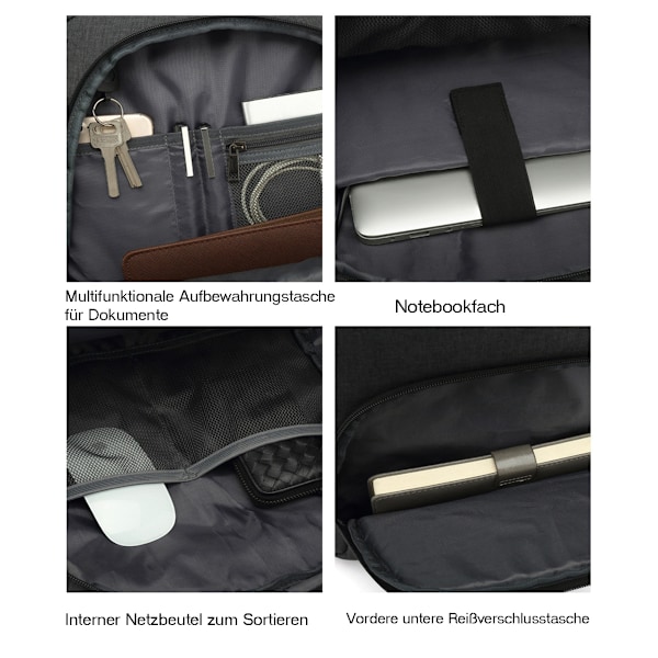travelite ryggsäck handbagage med laptopfack 15,6 tum, bagageserie BASICS daypack melange: trendig ryggsäck i melerat utseende, 45