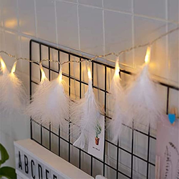 Väggkonst Ornament för en Söt Atmosfär, Fjäderbordslampa med Varma Ljuspärlor för Sovrumsinredning, 20 st