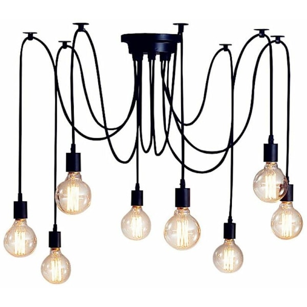 Steampunk Hängande Taklampa, DIY Justerbar Längd, Nostalgisk Klassisk Design, Rustik Ljuskrona, 8 Armar, Varje med upp till 2,0m Kabel, Lämplig för Hemmet
