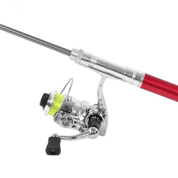 Bärbar Mini Pen Forma Fiske Spö Stång Fick Retractable Fiske Spö med Rulle Hjul Röd
