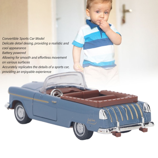 1:32 Konvertibel Sportbil Modell Metall Legering Realistisk Cool Batteridriven 1/32 Sportbil Simulering Leksak Blå