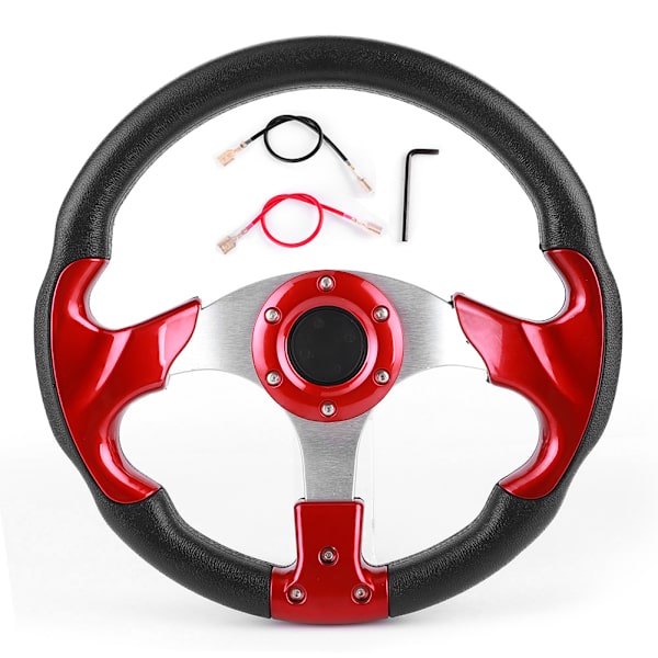 320mm/12,5 tum Racing Bil Ratt med Tutknapp PVC Röd Färg Universal Modifierad Del
