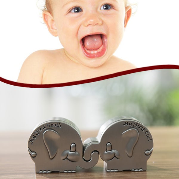 2-pack Små Minnesskrin Elefantform Förvaringsbehållare Metall Samlingsbox för Bebistand Lock Gåvor