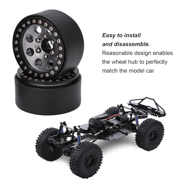 4 st 1,9 tum RC metallfälg Beadlock 8 runda hål fälgnav för Axial SCX10 90046 RC 1/10 bil titanfärg