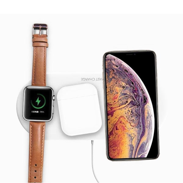 3-i-1 10W trådlös laddare trådlös laddningsstation för iPhone 11 XS XR Apple Watch Air Pods 2