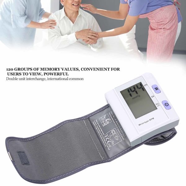 Blodtrycksmätare Digital Hjärtfrekvens Tonometer Handledssfygmomanometer Hälsovård