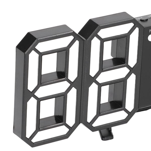 3D LED Digital Klocka Intelligent Röststyrning Tid Datum Temperatur Visning Automatisk Ljusstyrka Justering Klocka Svart Skal Röda Bokstäver