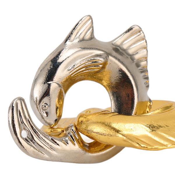Intelligent Unlock Toy Compact Alloy Stress Relief Brain Teaser IQ Test Toy for AdultsDouble Fish Buckle