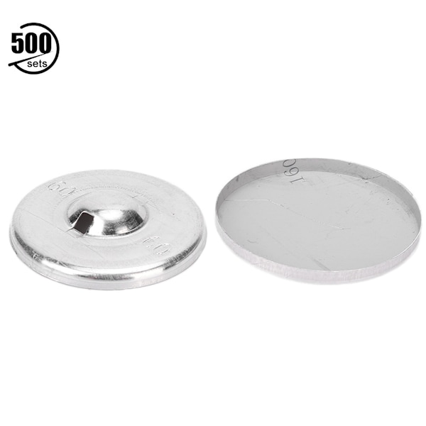 500 set tygklädda runda aluminiumklädda knappar DIY smycken hantverkstillbehör (60L)